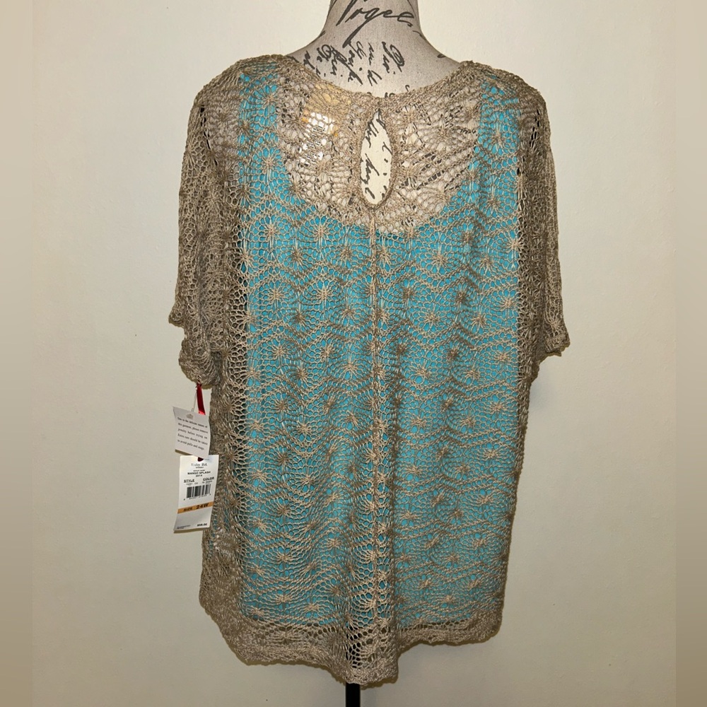 🍂♦️NWT Ruby Rd. Woman Netted Layered Top🍂 - Picture 4 of 10